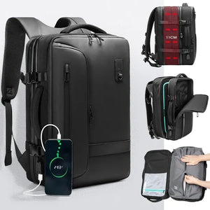 Airback Vacuum Compression Backpack with Vacuum Pump 60L Expandable Travel Backpack for Men Women Airline Approved Business Bag