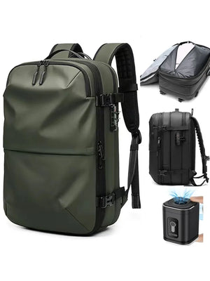 Airback Vacuum Compression Backpack with Vacuum Pump 60L Expandable Travel Backpack for Men Women Airline Approved Business Bag
