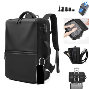 Airback Vacuum Compression Backpack with Vacuum Pump 60L Expandable Travel Backpack for Men Women Airline Approved Business Bag